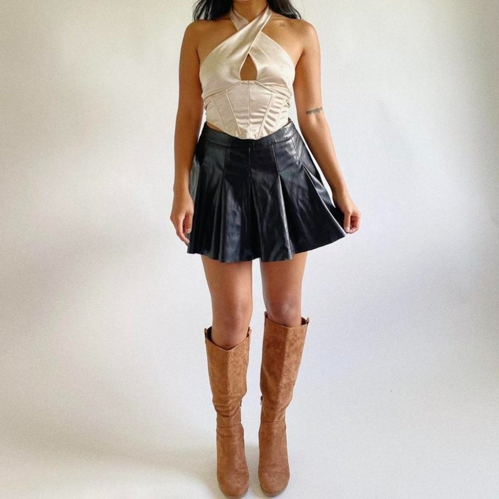 Heaven Pleather Skort (BLACK)
